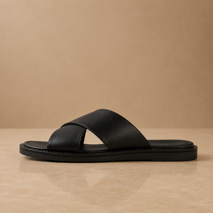 Montevio Cross Leather Slides