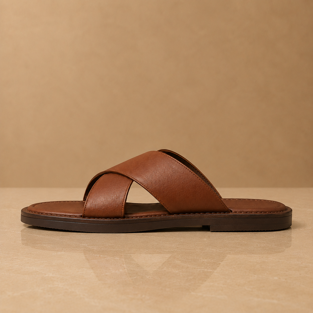 Montevio Cross Leather Slides