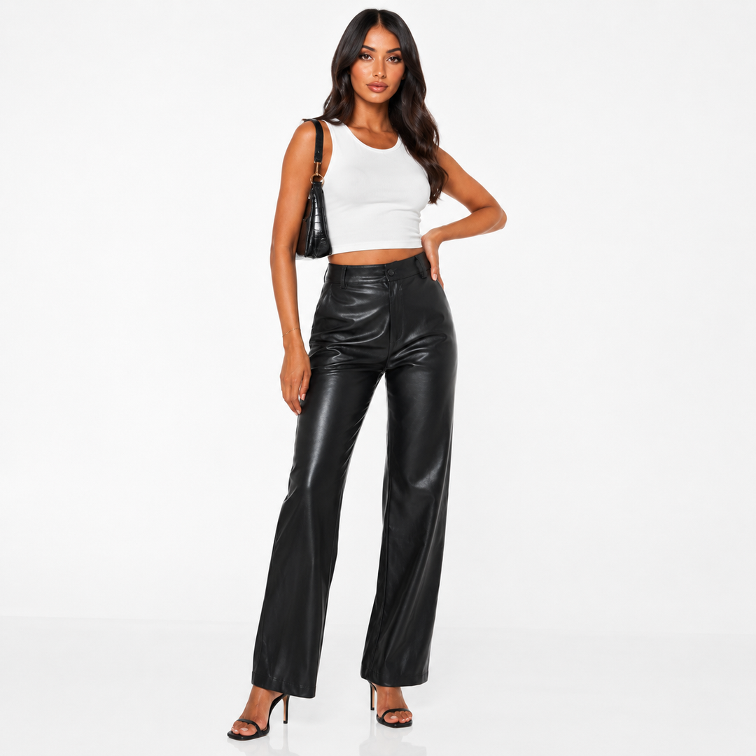 Noir Sculpt Leather Pants